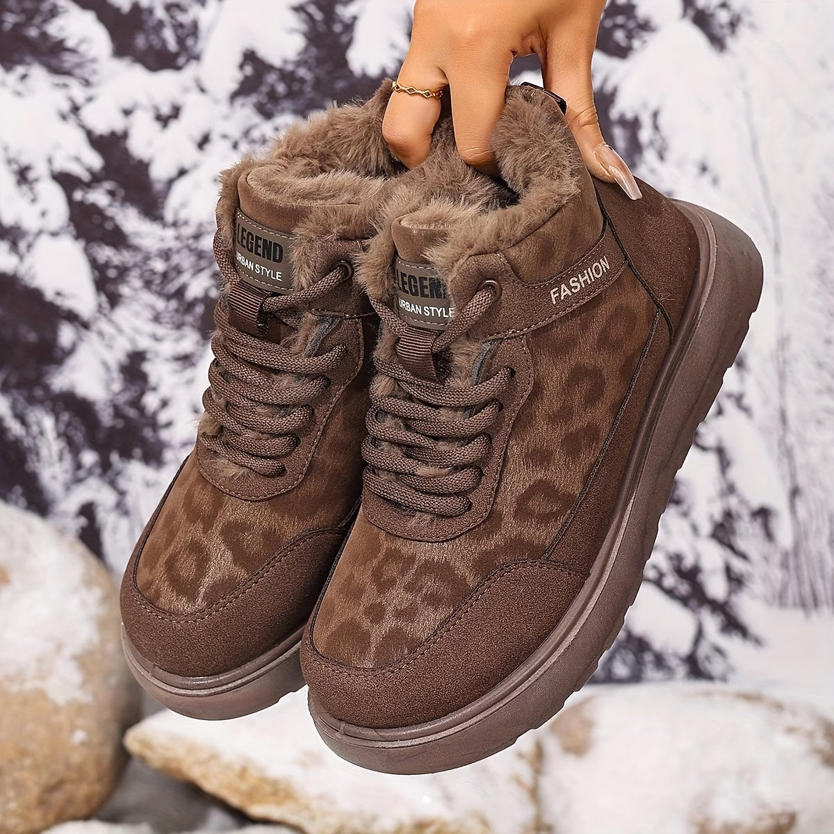 Women's Faux Fur Lace-Up Ankle Boots