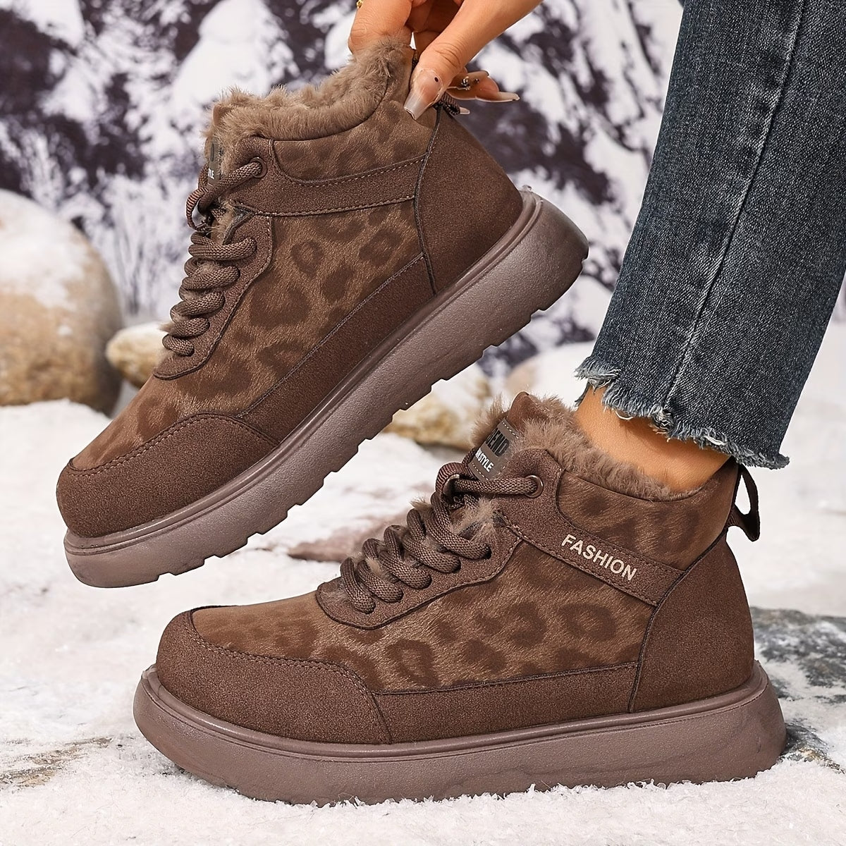 Women's Faux Fur Lace-Up Ankle Boots