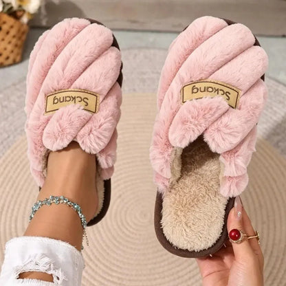 Women's Braided Plush Slide Slippers