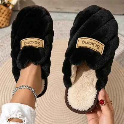 Women's Braided Plush Slide Slippers