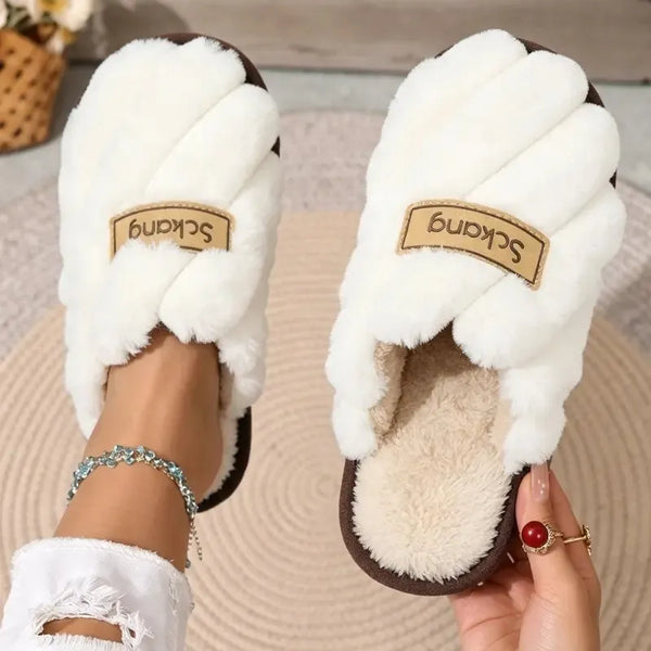Women's Braided Plush Slide Slippers