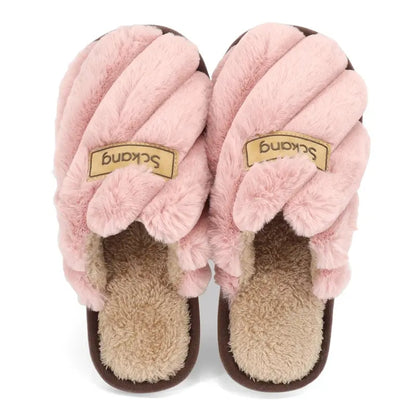 Women's Braided Plush Slide Slippers