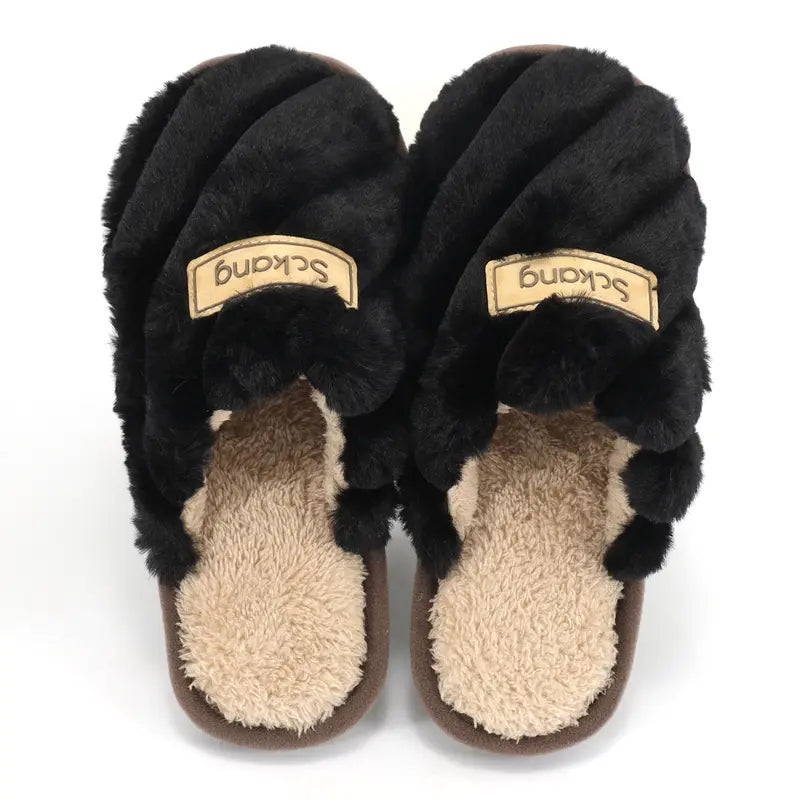 Women's Braided Plush Slide Slippers