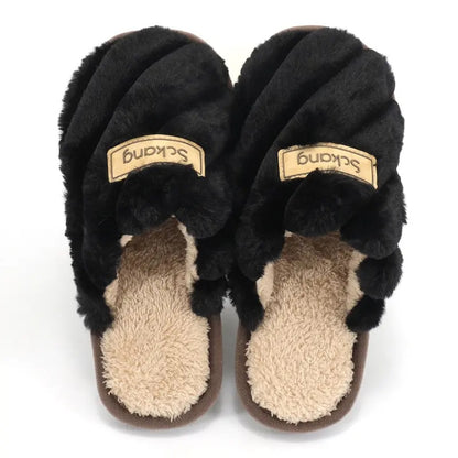 Women's Braided Plush Slide Slippers