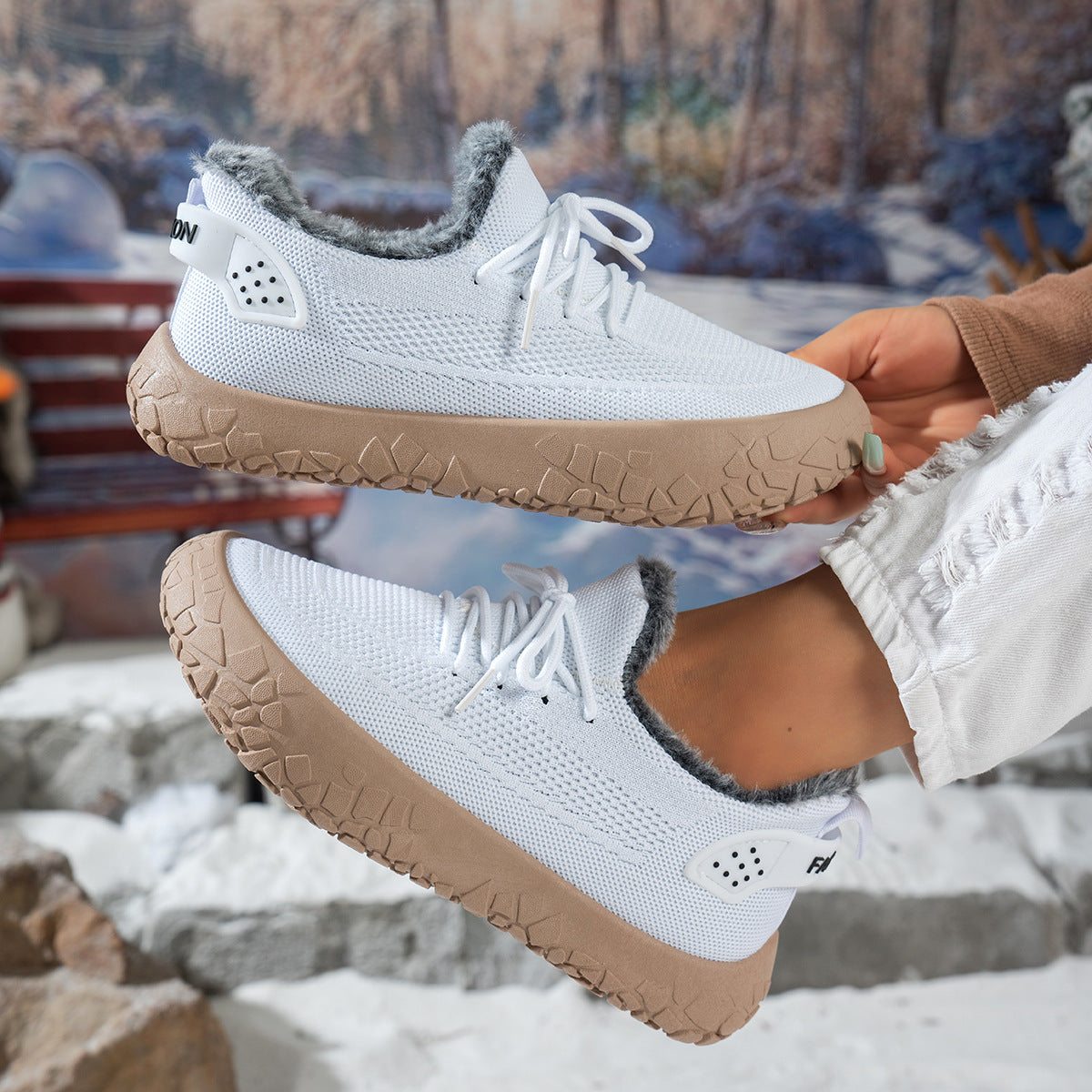Women's Knit Lace-Up Casual Sneakers