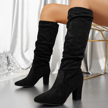 Women's Slouchy Knee-High Heeled Boots