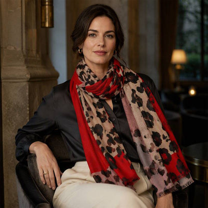 Women's Leopard Print Fringe Scarf