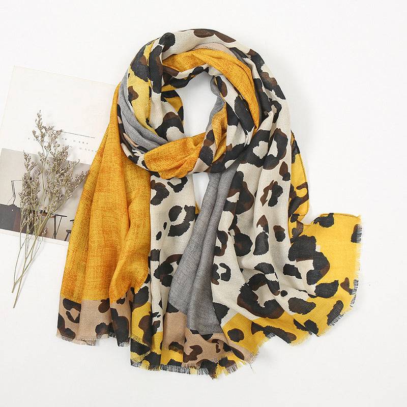 Women's Leopard Print Fringe Scarf