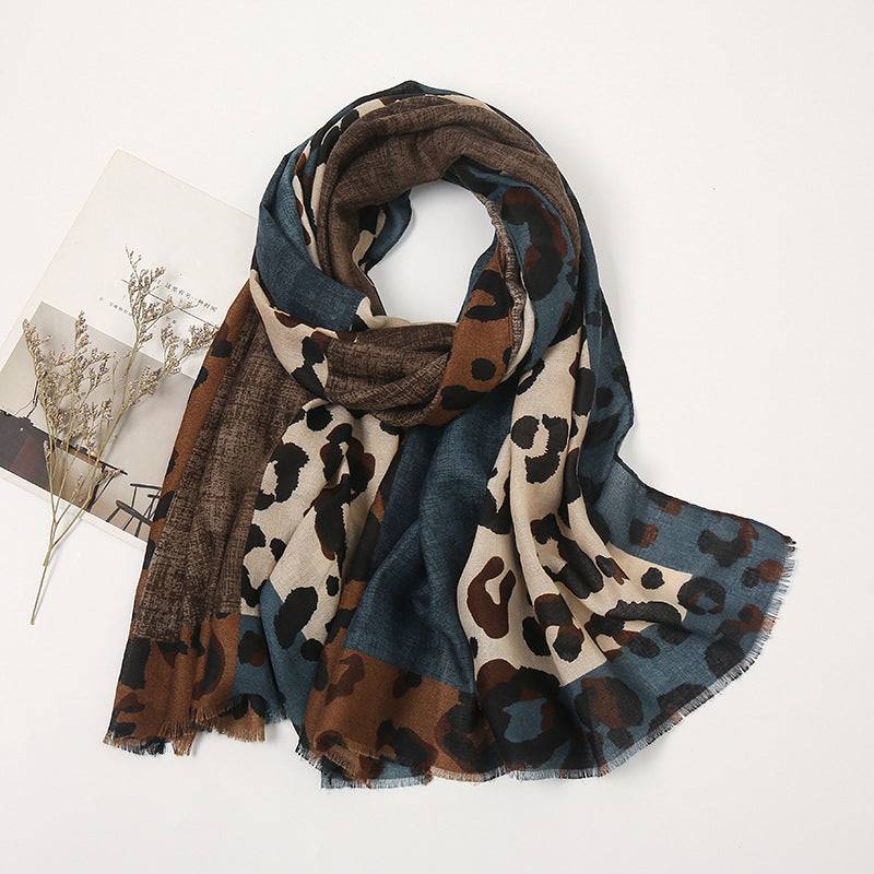 Women's Leopard Print Fringe Scarf