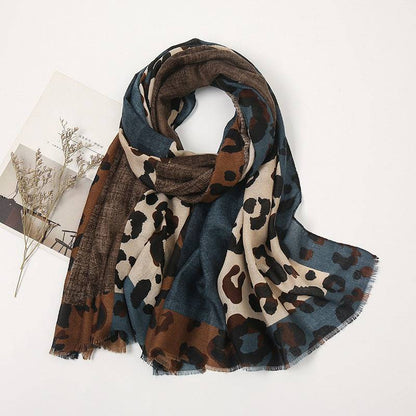 Women's Leopard Print Fringe Scarf