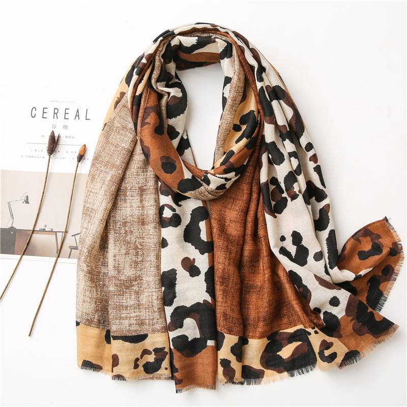 Women's Leopard Print Fringe Scarf
