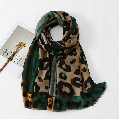 Women's Leopard Print Fringe Scarf