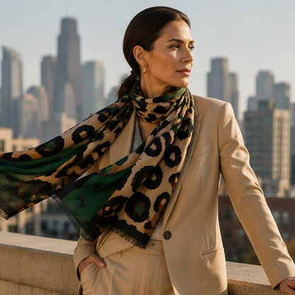 Women's Leopard Print Fringe Scarf