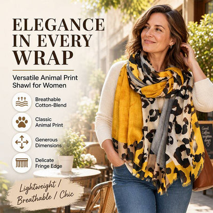 Women's Leopard Print Fringe Scarf