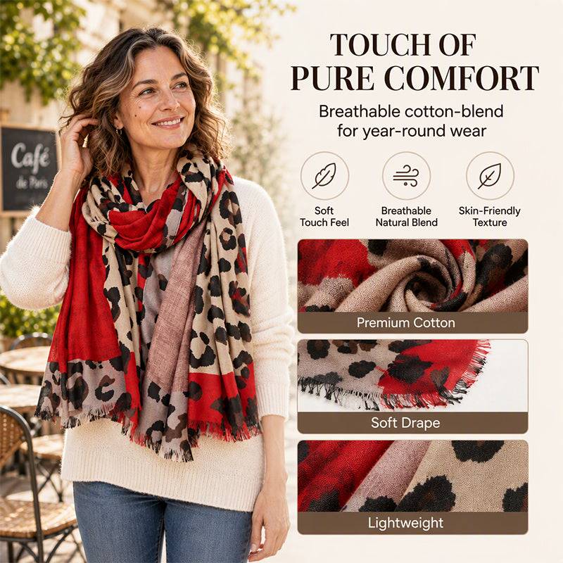 Women's Leopard Print Fringe Scarf