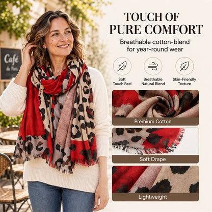 Women's Leopard Print Fringe Scarf