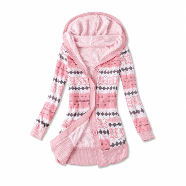 Women's Hooded Button-Front Knit Cardigan