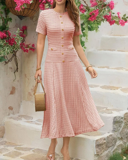 Women's Textured Button-Front Dress