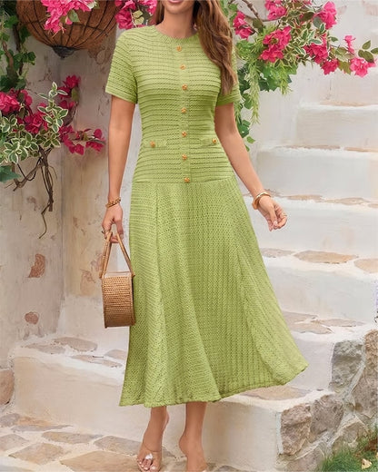 Women's Textured Button-Front Dress
