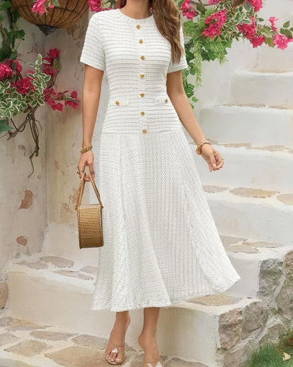 Women's Textured Button-Front Dress