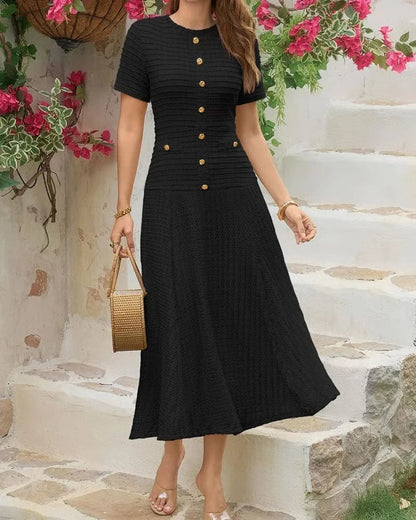 Women's Textured Button-Front Dress