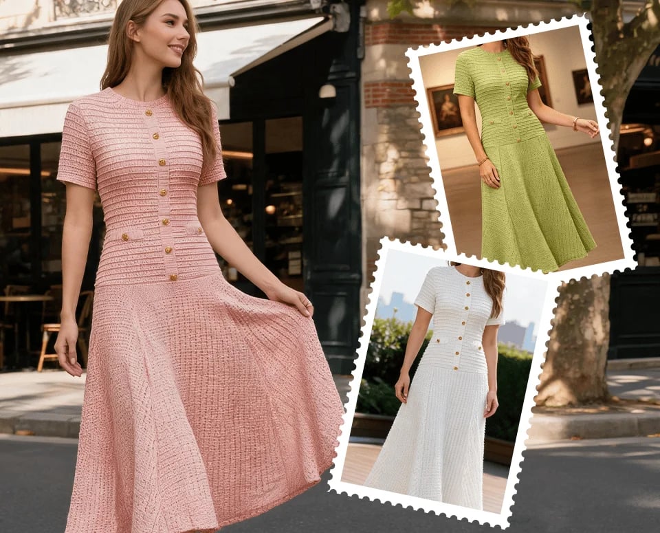 Women's Textured Button-Front Dress