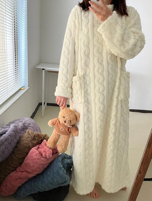 Women's Cable-Knit Fleece Nightgown