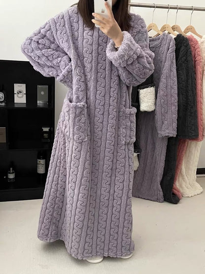 Women's Cable-Knit Fleece Nightgown
