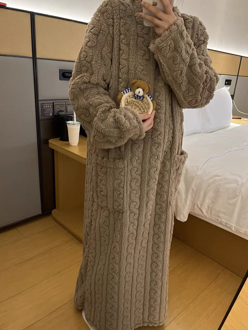 Women's Cable-Knit Fleece Nightgown