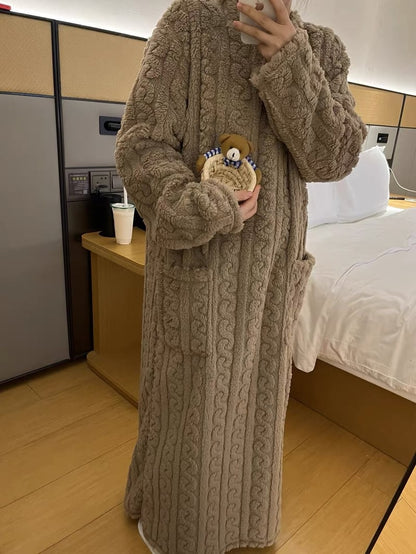 Women's Cable-Knit Fleece Nightgown