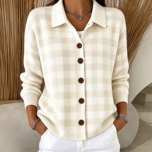 Women's Plaid Button-Front Knit Cardigan