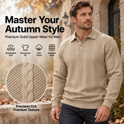 Men's Cable Knit Collared Sweater