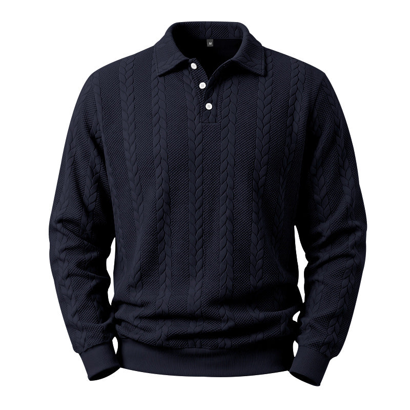 Men's Cable Knit Collared Sweater