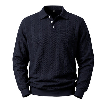 Men's Cable Knit Collared Sweater