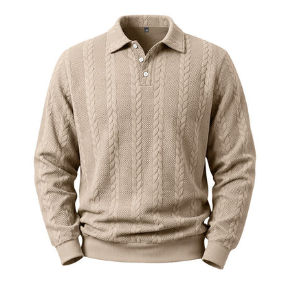 Men's Cable Knit Collared Sweater