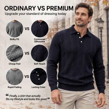 Men's Cable Knit Collared Sweater