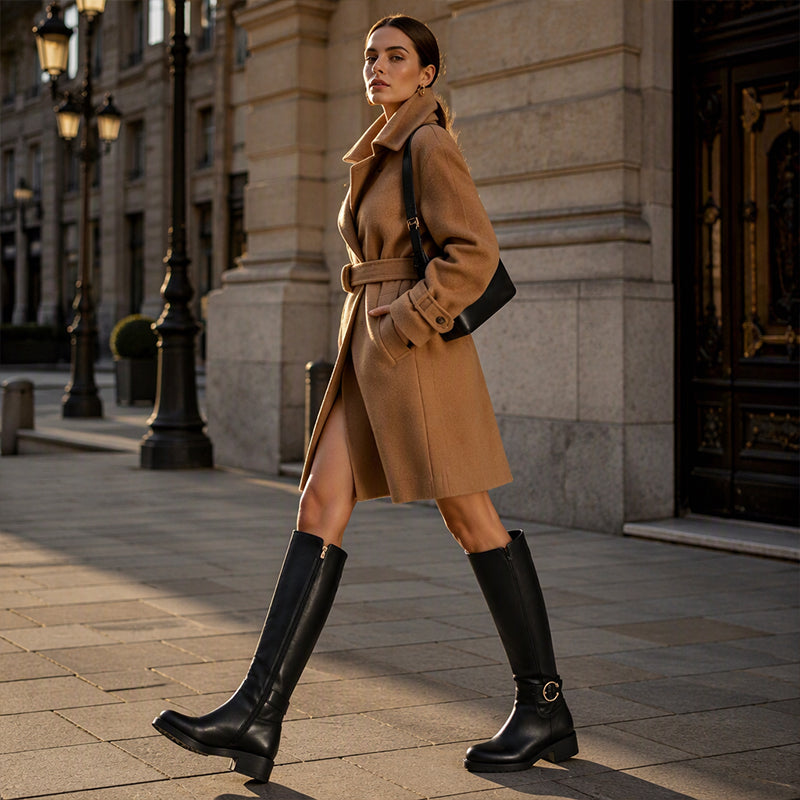 Women's Knee-High Boots with Buckle Detail