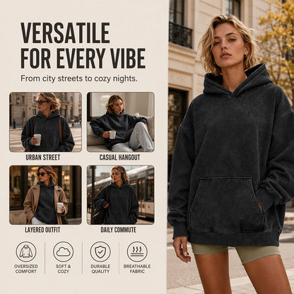Unisex Oversized Washed Pullover Hoodie