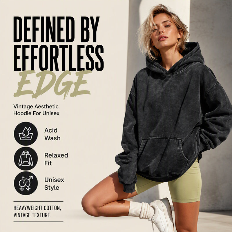 Unisex Oversized Washed Pullover Hoodie