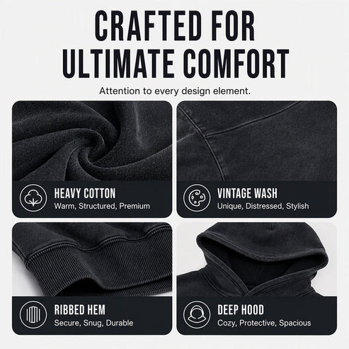Unisex Oversized Washed Pullover Hoodie