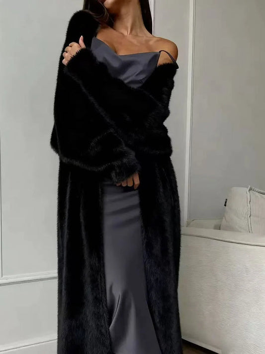 Women's Longline Faux Fur Cardigan