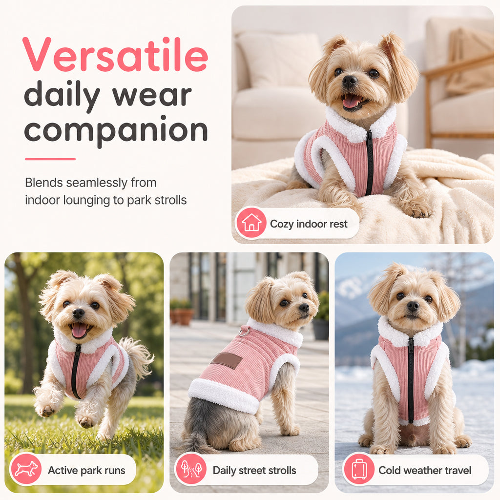 Pet Corduroy Vest with Fleece Trim