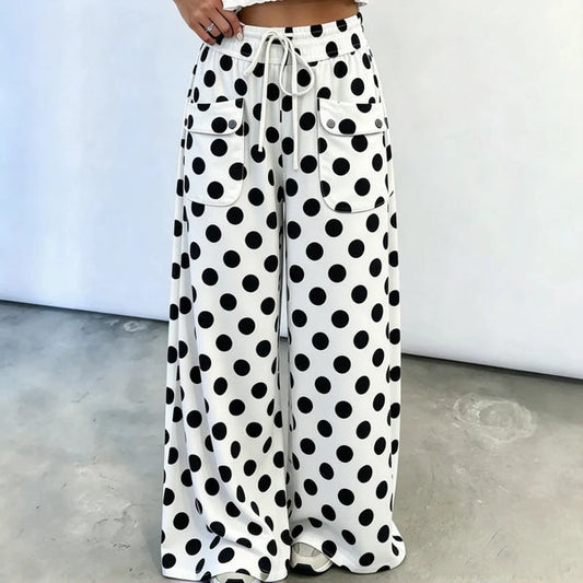 Women's Polka Dot Wide-Leg Pants