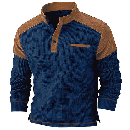 Men's Textured Knit Pullover with Stand Collar