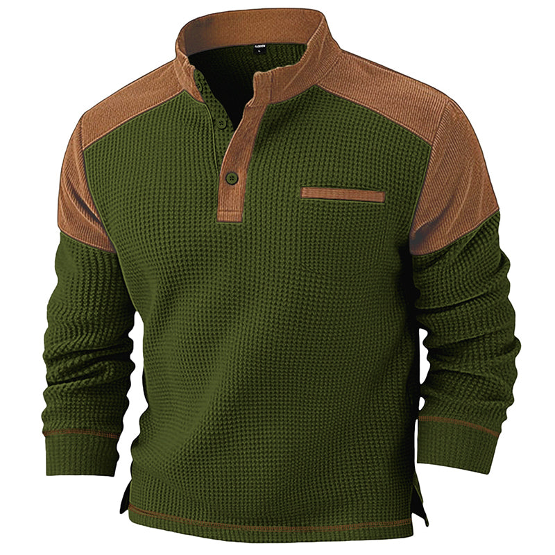 Men's Textured Knit Pullover with Stand Collar