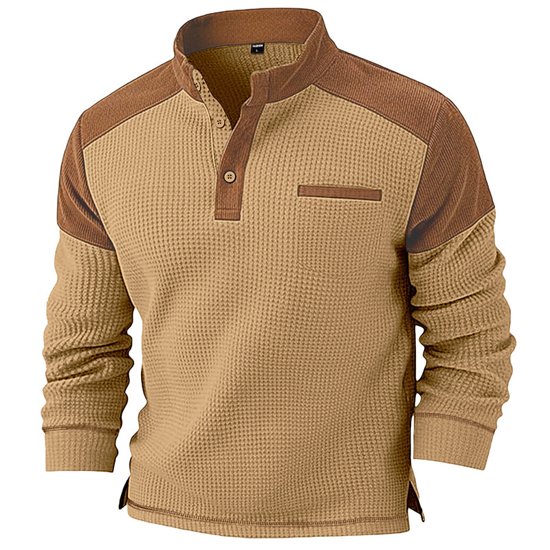 Men's Textured Knit Pullover with Stand Collar