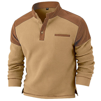 Men's Textured Knit Pullover with Stand Collar