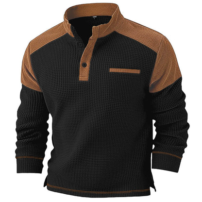 Men's Textured Knit Pullover with Stand Collar