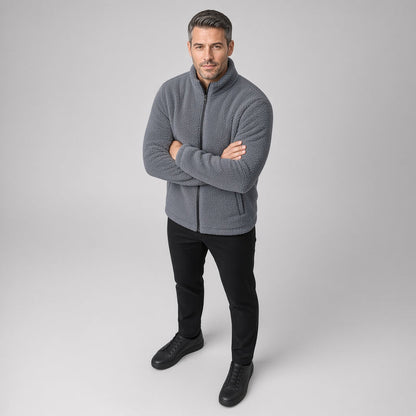 Men's Textured Fleece Zip-Up Jacket