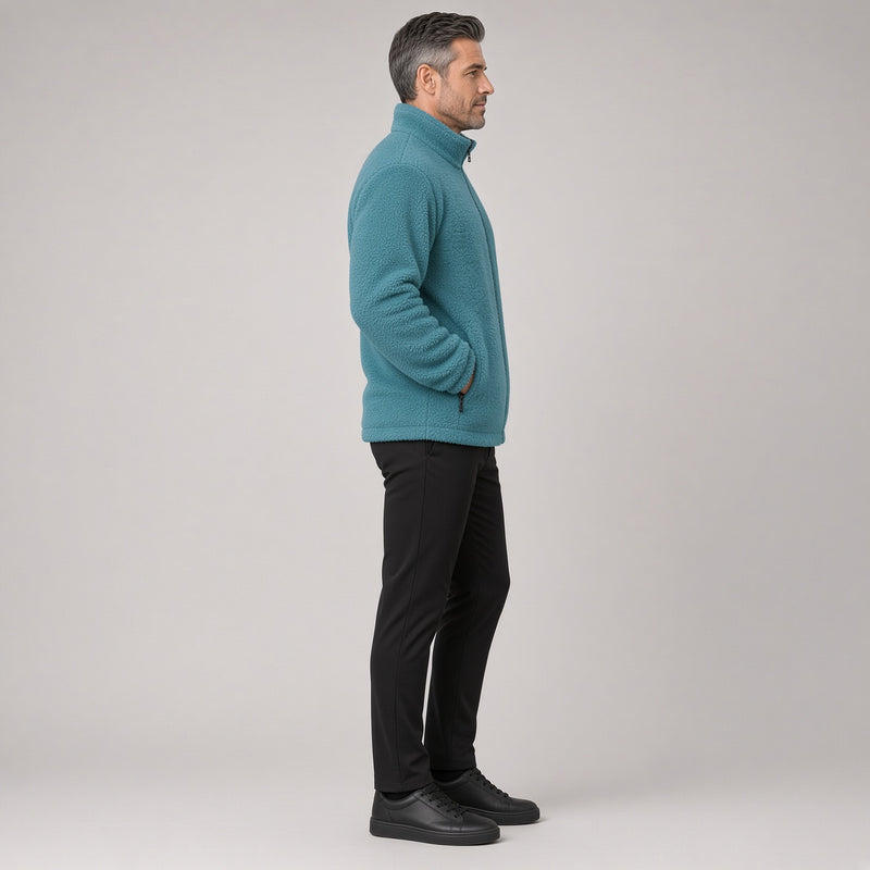 Men's Textured Fleece Zip-Up Jacket
